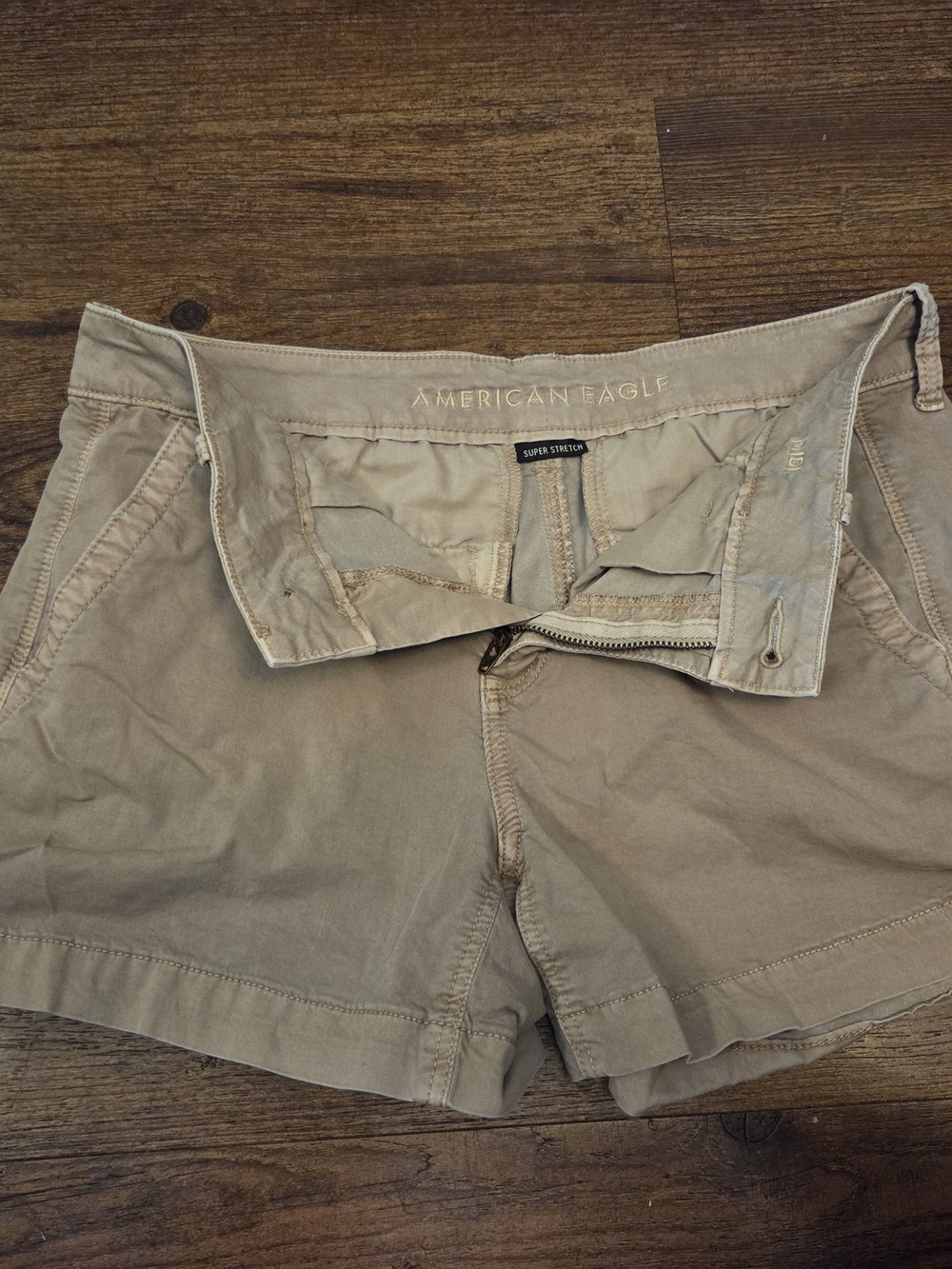American Eagle Khaki Midi Shorts